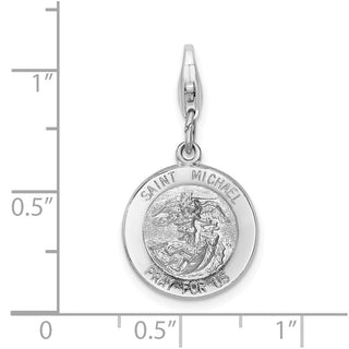 Sterling Silver Saint Michael Medal w/Lobster Clasp Charm QCC500