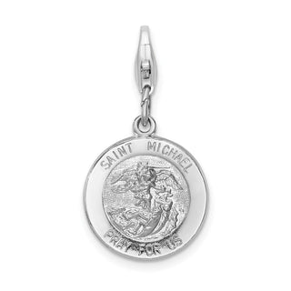 Sterling Silver Saint Michael Medal w/Lobster Clasp Charm QCC500
