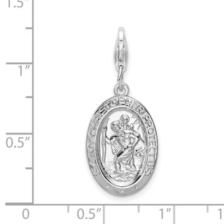 Sterling Silver St. Christopher Medal w/Lobster Clasp Charm QCC503