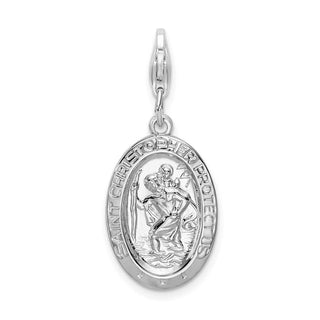 Sterling Silver St. Christopher Medal w/Lobster Clasp Charm QCC503