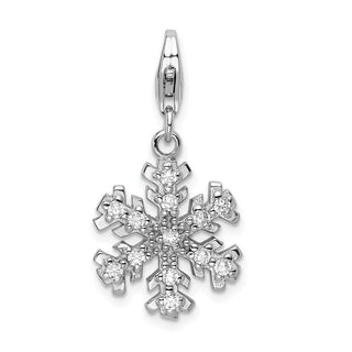 Sterling Silver Glass Snowflake w/Lobster Clasp Charm