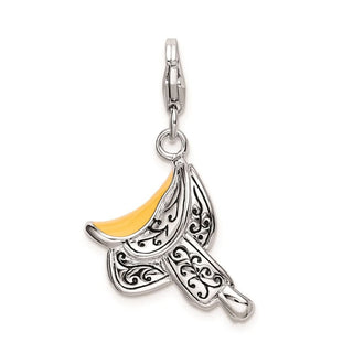 Sterling Silver 3-D Enameled Saddle w/Lobster Clasp Charm