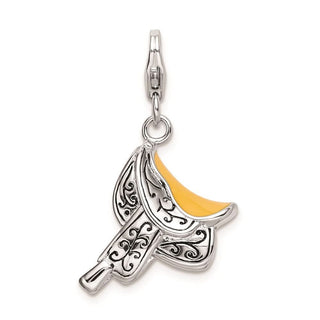 Sterling Silver 3-D Enameled Saddle w/Lobster Clasp Charm