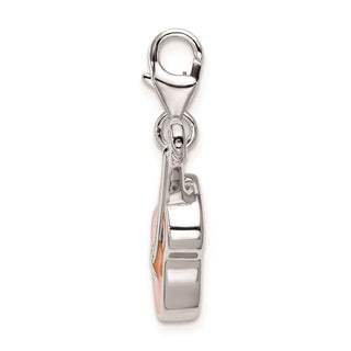 Sterling Silver 3-D Enameled Guitar w/Lobster Clasp Charm