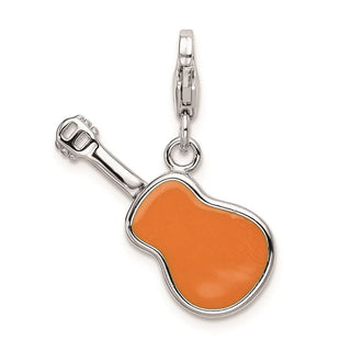 Sterling Silver 3-D Enameled Guitar w/Lobster Clasp Charm