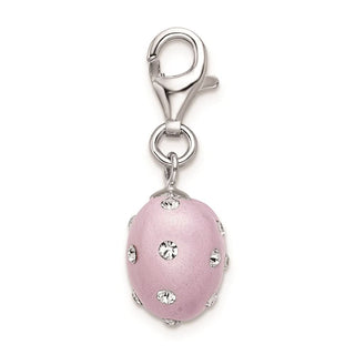 Sterling Silver Click-On Purple Ferido and Stellux Synthetic Crystal Heart Charm