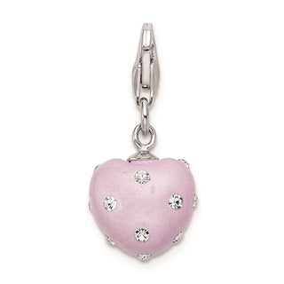 Sterling Silver Click-On Purple Ferido and Stellux Synthetic Crystal Heart Charm