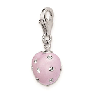 Sterling Silver Click-On Purple Ferido and Stellux Synthetic Crystal Heart Charm