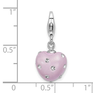 Sterling Silver Click-On Purple Ferido and Stellux Synthetic Crystal Heart Charm