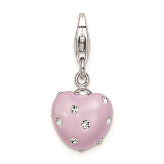 Sterling Silver Click-On Purple Ferido and Stellux Synthetic Crystal Heart Charm