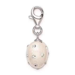 Sterling Silver Click-On White Ferido and Stellux Synthetic Crystal Heart Charm