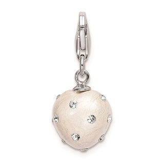 Sterling Silver Click-On White Ferido and Stellux Synthetic Crystal Heart Charm