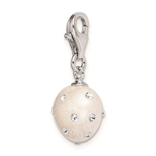 Sterling Silver Click-On White Ferido and Stellux Synthetic Crystal Heart Charm