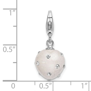 Sterling Silver Click-On White Ferido and Stellux Synthetic Crystal Heart Charm