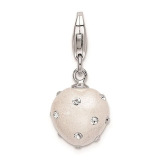 Sterling Silver Click-On White Ferido and Stellux Synthetic Crystal Heart Charm