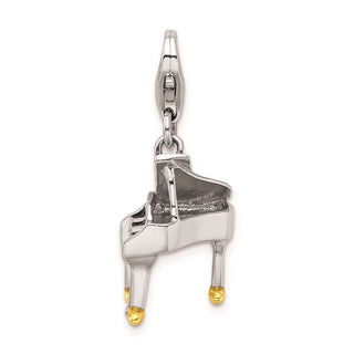 Sterling Silver Enamel Piano w/Lobster Clasp Charm