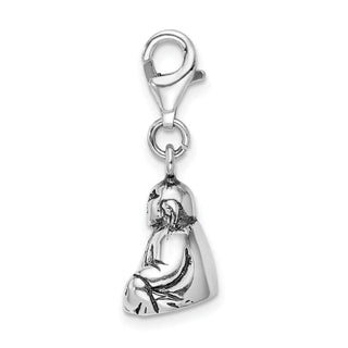 Sterling Silver 3-D Antiqued Buddha w/Lobster Clasp Charm