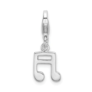 Sterling Silver Polished Beamed Sixteenth Note w/Lobster Clasp Charm