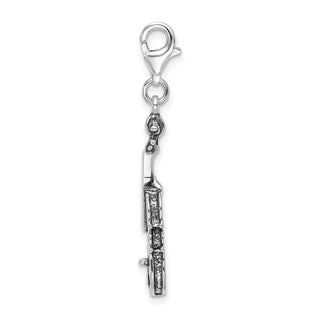 Sterling Silver 3-D Antiqued Violin w/Lobster Clasp Charm