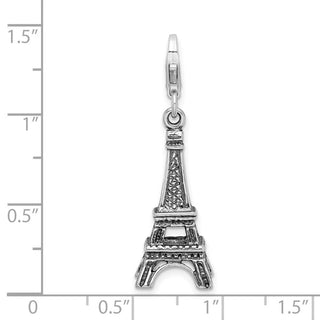 Sterling Silver 3-D Antiqued Eiffel Tower w/Lobster Clasp Charm