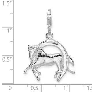 Sterling Silver Horse and Shoe w/ Lobster Clasp Charm