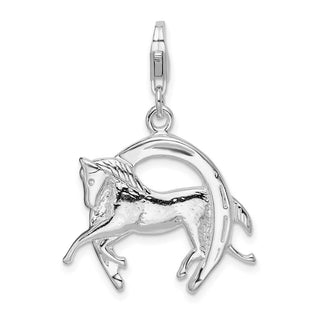 Sterling Silver Horse and Shoe w/ Lobster Clasp Charm