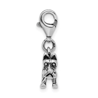 Sterling Silver 3-D Antiqued Scottie Dog w/Lobster Clasp Charm