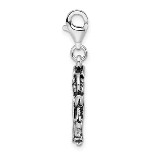 Sterling Silver Antiqued Kneeling Angel w/Lobster Clasp Charm