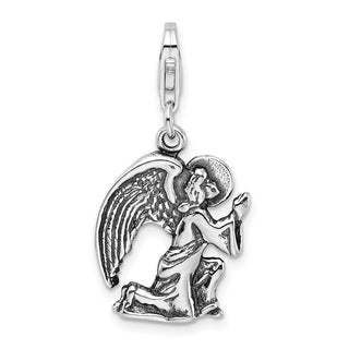 Sterling Silver Antiqued Kneeling Angel w/Lobster Clasp Charm