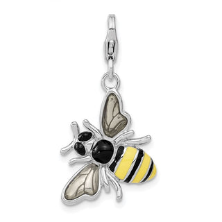 Sterling Silver Enameled 3-D Yellow Jacket w/Lobster Clasp Charm
