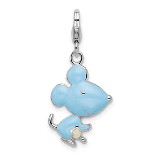 Sterling Silver Enameled 3-D Mouse w/Lobster Clasp Charm