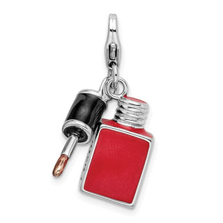 Sterling Silver Enameled 3-D Fingernail Polish w/Lobster Clasp Charm