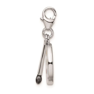 Sterling Silver Enameled 3-D Palette and Brush w/ Lobster Clasp Charm