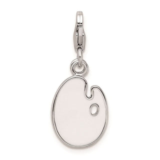 Sterling Silver Enameled 3-D Palette and Brush w/ Lobster Clasp Charm