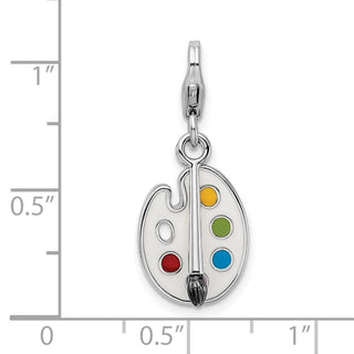 Sterling Silver Enameled 3-D Palette and Brush w/ Lobster Clasp Charm