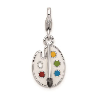 Sterling Silver Enameled 3-D Palette and Brush w/ Lobster Clasp Charm