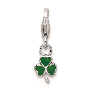 Sterling Silver Enameled Clover w/Lobster Clasp Charm