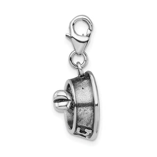 Sterling Silver 3-D Dog Bowl and Bone w/ Lobster Clasp Charm