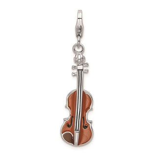 Sterling Silver Enameled 3-D Viola w/Lobster Clasp Charm