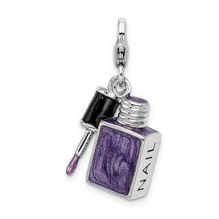 Sterling Silver Enameled 3-D Nail Enamel w/Lobster Clasp Charm