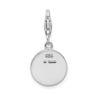 Rhodium-Plated Sterling Silver Enameled Love w/Lobster Clasp Charm