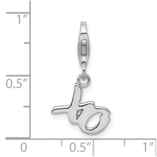 Rhodium-Plated Sterling Silver XO w/Lobster Clasp Charm