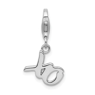 Rhodium-Plated Sterling Silver XO w/Lobster Clasp Charm