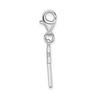 Rhodium-Plated Sterling Silver Enameled Cross w/Lobster Clasp Charm QCC942