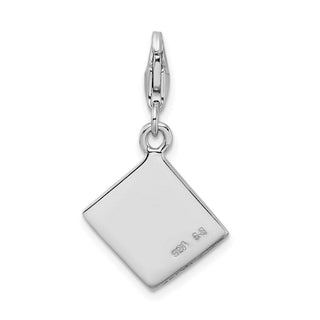 Rhodium-Plated Sterling Silver 3-D Passport w/Lobster Clasp Charm
