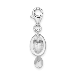 Sterling Silver CZ Rhodium Plated 3-D Martini Glass w/Lobster Clasp Charm
