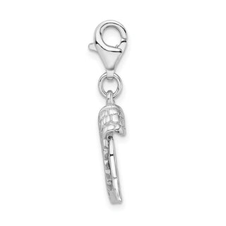 Rhodium-Plated Sterling Silver 3-D Wings w/Lobster Clasp Charm