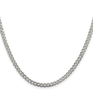 24" Sterling Silver 4mm Pave Curb Chain Necklace