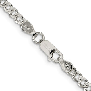 24" Sterling Silver 4mm Pave Curb Chain Necklace