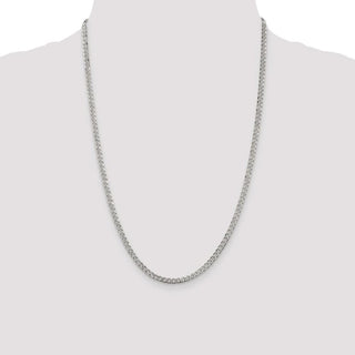 24" Sterling Silver 4mm Pave Curb Chain Necklace